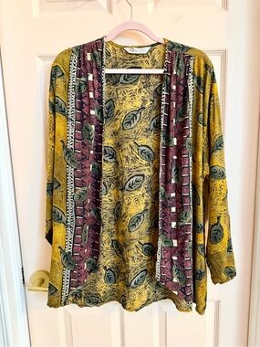 Yellow and purple melrose kimono
